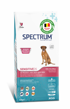 Spectrum Sensitive 26 For Medium and Large Breed Adult Dogs сухой корм для взрослых собак средних и крупных пород с чувствительным пищеварением, с ягнёнком и рисом - 12 кг