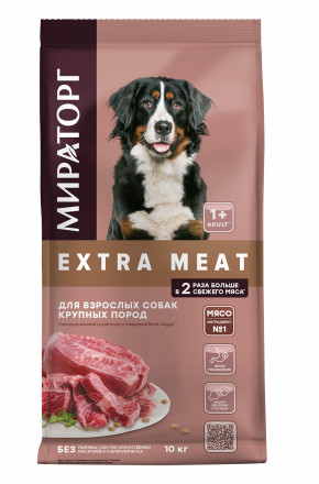 Мираторг Extra Meat сухой корм для взрослых собак крупных пород, с говядиной Black Angus - 10 кг