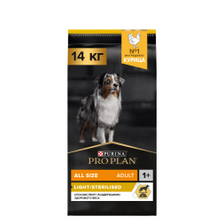 Purina Pro Plan Light Sterilised сухой корм для взрослых собак склонных к избыточному весу и/или стерилизованных с курицей и рисом - 14 кг