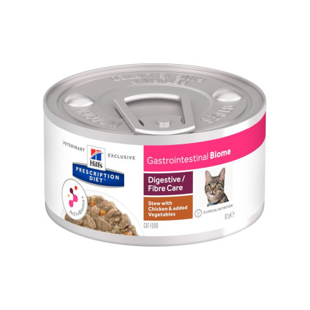 Влажный диетический корм в форме рагу для кошек Hills Prescription Diet Gastrointestinal Biome при расстройствах пищеварения и для заботы о микробиоме кишечника, c курицей, 82 г