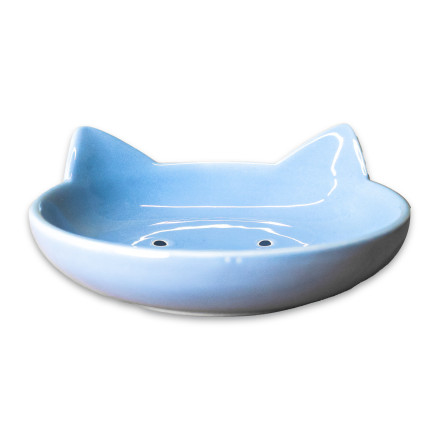 Mr.Kranch блюдце керамическое Мордочка кошки, 80 мл, голубое