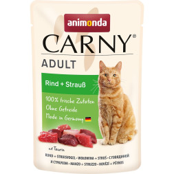 Animonda Carny Adult влажный корм для взрослых кошек с говядиной и мясом страуса в паучах - 85 г (12 шт в уп)