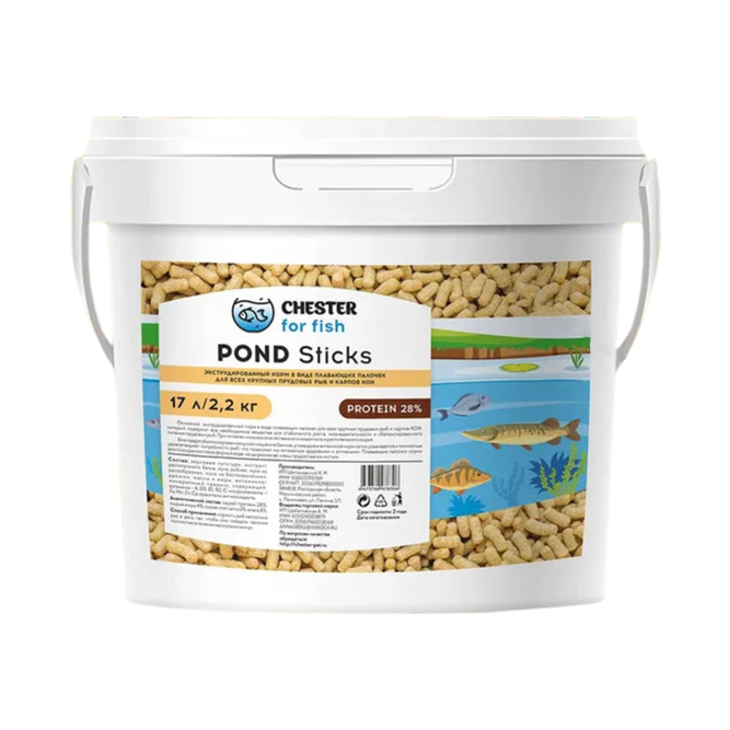 Chester for fish Pond Sticks корм для крупных прудовых рыб и карпов Кои в палочках - 2,2 кг
