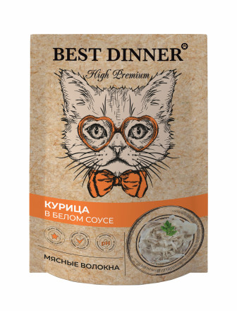 Best Dinner High Premium паучи для кошек с курицей в белом соусе - 85 г х 24 шт