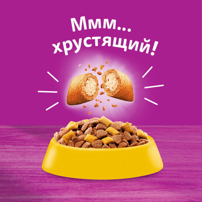 Whiskas Вкусные подушечки с нежным паштетом, сухой корм для взрослых кошек, Аппетитный обед с лососем - 5 кг