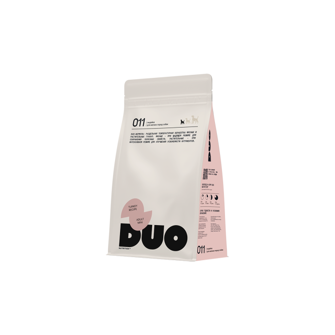 DUO Nutrition сухой полнорационный корм для взрослых собак мелких пород с индейкой и рисом - 3 кг