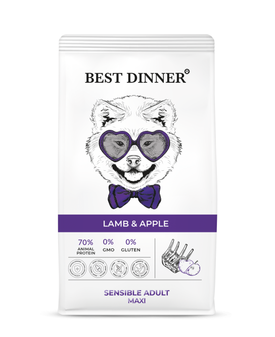 Best Dinner Sensible Adult Maxi Lamb&amp;Apple сухой корм для взрослых собак крупных пород с чувствительным пищеварением, с ягненком и яблоком - 12 кг