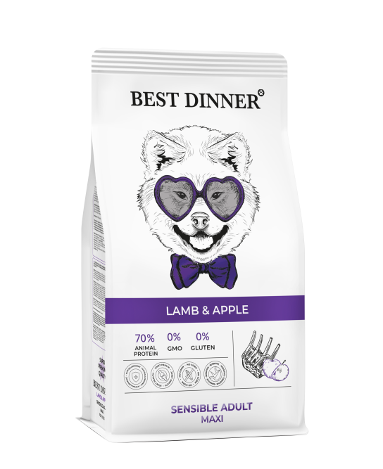 Best Dinner Sensible Adult Maxi Lamb&amp;Apple сухой корм для взрослых собак крупных пород с чувствительным пищеварением, с ягненком и яблоком - 12 кг