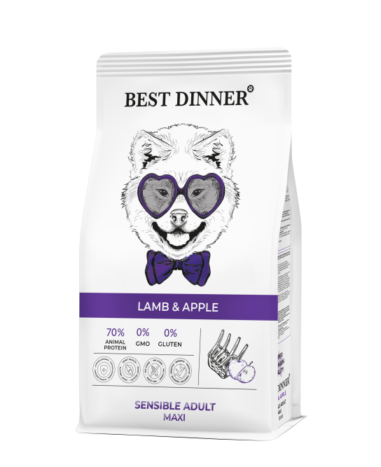 Best Dinner Sensible Adult Maxi Lamb&amp;Apple сухой корм для взрослых собак крупных пород с чувствительным пищеварением, с ягненком и яблоком - 12 кг