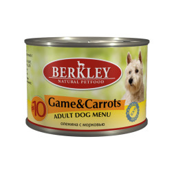 Berkley Adult Dog Menu Game &amp; Carrots № 10 паштет для взрослых собак с мясом дичи с морковью, оливковым маслом и ароматным бульоном - 200 г х 6 шт
