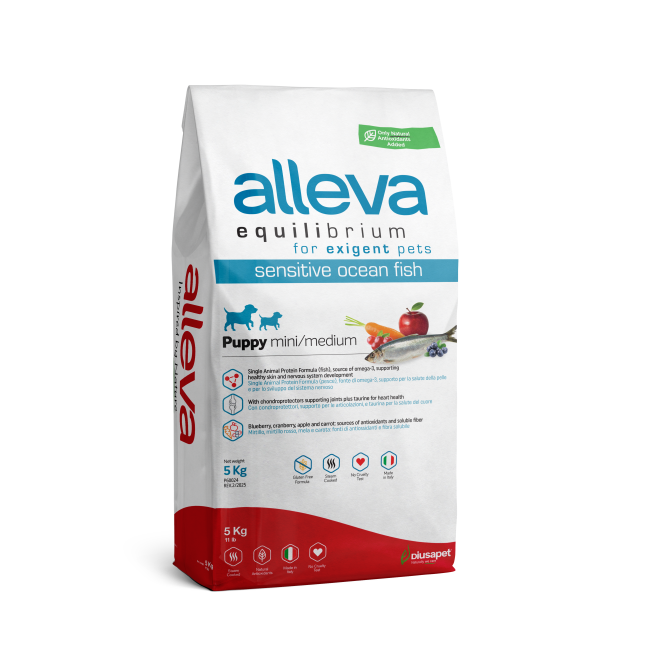 Alleva Equilibrium Sensitive Ocean Fish Puppy All Breeds сухой корм для щенков всех пород с океанической рыбой - 5 кг