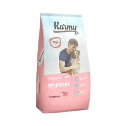 Karmy Delicious Medium&amp;Maxi сухой корм для взрослых привередливых собак средних и крупных пород с телятиной - 14 кг
