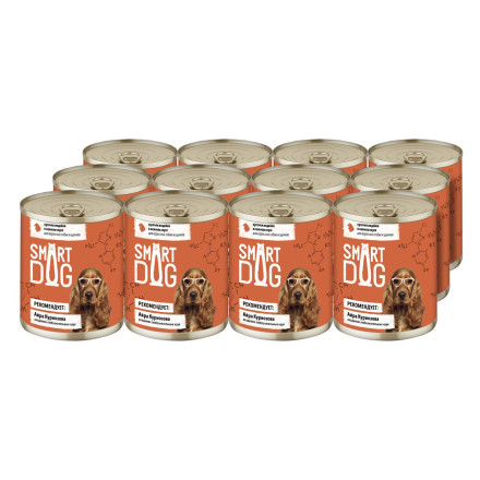 Smart Dog консервы для взрослых собак и щенков с индейкой кусочки в соусе - 240 г х 12 шт
