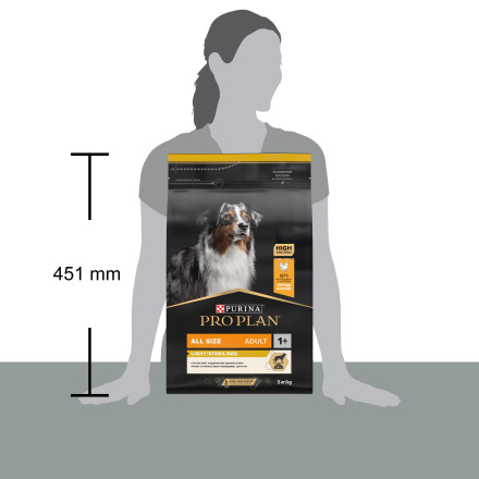 Purina Pro Plan Light Sterilised сухой корм для взрослых собак склонных к избыточному весу и/или стерилизованных с курицей и рисом - 3 кг