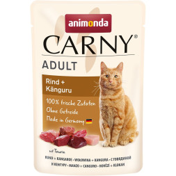 Animonda Carny Adult влажный корм для взрослых кошек с говядиной и мясом кенгуру в паучах - 85 г (12 шт в уп)