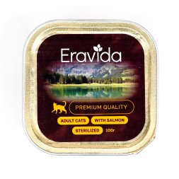 Eravida влажный корм для стерилизованных кошек кусочки в желе с лососем, в ламистерах - 100 г х 16 шт