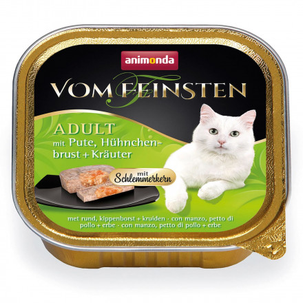 Animonda Vom Feinsten Adult Меню для гурманов влажный корм для привередливых кошек с индейкой, куриной грудкой и травами - 100 г (32 шт в уп)