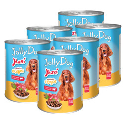 Зоогурман Jolly Dog влажный корм для взрослых собак, с телятиной и языком - 970 г х 6 шт