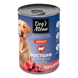 Dog`s Menu влажный корм для взрослых собак ростбиф из говядины и рубца в консервах - 340 г х 6 шт
