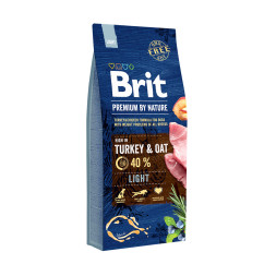Brit Premium by Nature Light сухой корм для собак с избыточным весом с индейкой и овсом - 15 кг