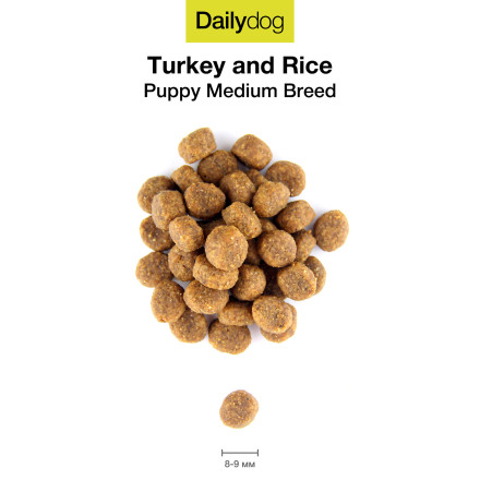 Сухой корм Dailydog Puppy Medium Breed Turkey and Rice для щенков средних пород с индейкой и рисом - 12 кг