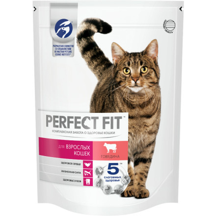 Perfect Fit Adult сухой корм для взрослых кошек с говядиной - 650 г