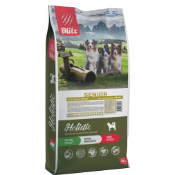 Blitz Holisitic Senior сухой беззерновой корм для пожилых собак всех пород, с индейкой и лососем - 12 кг