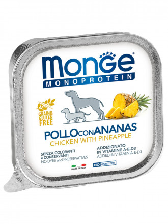 Monge Dog Monoprotein Fruits влажный корм для взрослых собак с курицй и ананасом в ламистере 150 г (24 шт в уп)
