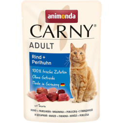 Animonda Carny Adult влажный корм для взрослых кошек с говядиной и цесаркой в паучах - 85 г (12 шт в уп)