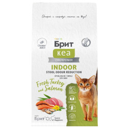 Брит Кеа Cat Indoor Stool Odour Reduction сухой корм для взрослых кошек домашнего содержания, с индейкой и лососем - 400 г