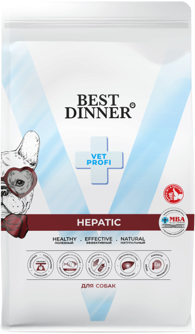 Best Dinner Vet Profi Hepatic сухой диетический корм для взрослых собак всех пород при заболеваниях печени - 2 кг