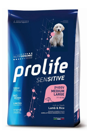 Prolife Sensitive Puppy Medium/Large сухой корм для щенков средних и крупных пород с чувствительным пищеварением с ягненком и рисом - 10 кг