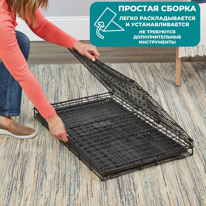 Midwest Icrate клетка для транспортировки средних и крупных собак, черная 1 дверь - 106х71х76 см
