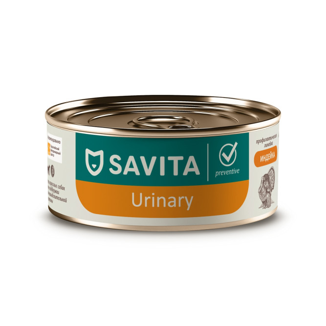 Savita Preventive Urinary влажный корм для взрослых собак всех пород для профилактики мочекаменной болезни с индейкой, в консервах - 100 г х 12 шт