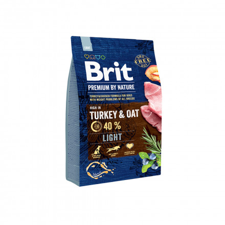 Brit Premium by Nature Light сухой корм для собак с избыточным весом с индейкой и овсом - 3 кг