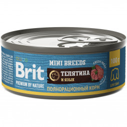 Brit Premium by Nature консервы для взрослых собак мелких пород с телятиной и языком - 100 г x 12 шт