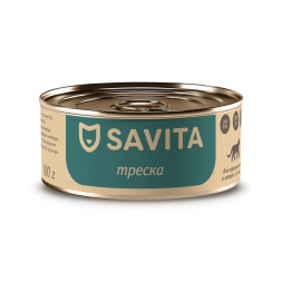 Savita полнорационный влажный корм для взрослых кошек и котят, с треской - 100 г х 12 шт