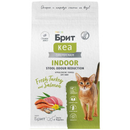 Брит Кеа Cat Indoor Stool Odour Reduction сухой корм для взрослых кошек домашнего содержания, с индейкой и лососем - 1,5 кг