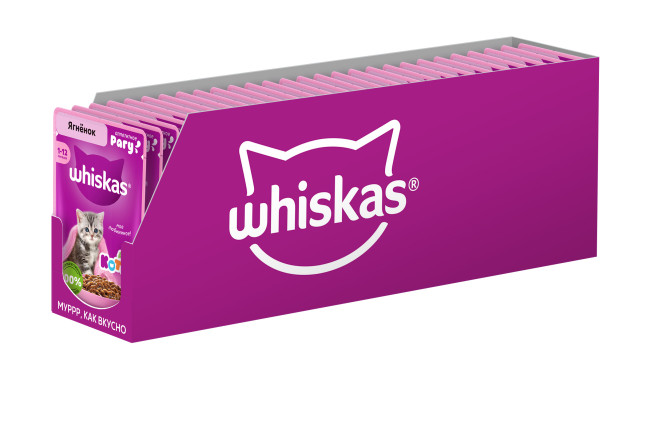 Whiskas влажный корм для котят от 1 до 12 месяцев, рагу с ягненком, в паучах - 75 г х 28 шт