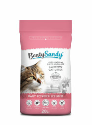 BentySandy Baby Powder наполнитель для кошачьего туалета комкующийся, глиняный, с ароматом детской присыпки - 20 л (17,2 кг)
