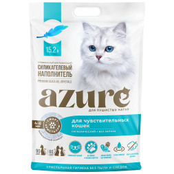 Azure впитывающий силикагелевый наполнитель для чувствительных кошек, гигиенический, без запаха - 15,2 л (6,4 кг)