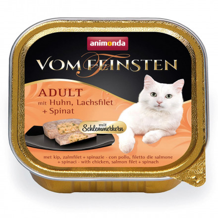 Animonda Vom Feinsten Adult Меню для гурманов влажный корм для привередливых кошек с курицей, филе лосося и шпинатом - 100 г (32 шт в уп)