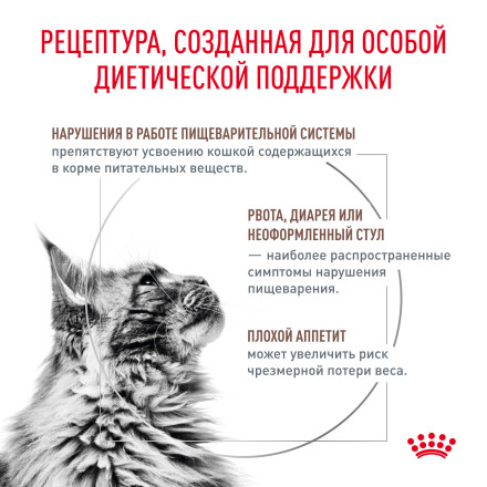 Royal Canin Gastrointestinal сухой диетический корм для взрослых кошек, при острых расстройствах пищеварения, в реабилитационный период и при истощении - 350 г