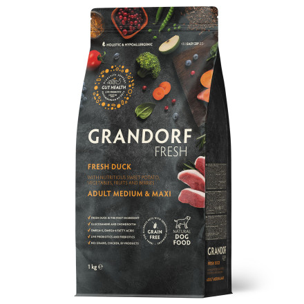 Grandorf Fresh Dog Adult Med&amp;Maxi Duck&amp;Sweet Potato сухой корм для взрослых собак средних и крупных пород с уткой и бататом - 1 кг