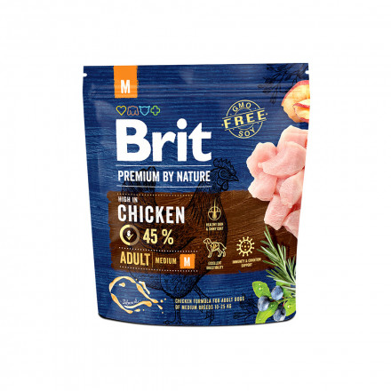 Brit Premium by Nature Adult M сухой корм для собак средних пород с курицей - 1 кг