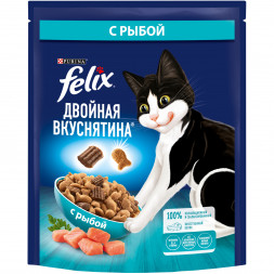 Felix Двойная вкуснятина сухой корм для взрослых кошек с рыбой - 200 г
