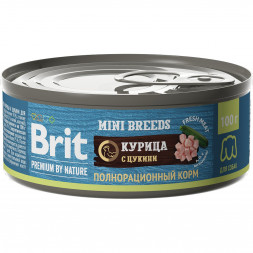 Brit Premium by Nature консервы для взрослых собак мелких пород с курицей и цукини - 100 г x 12 шт