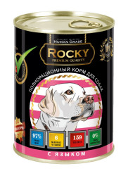 Rocky влажный корм для взрослых собак мясное ассорти с языком, в консервах - 340 г х 12 шт