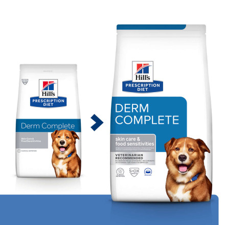 Hills Prescription Diet Derm Complete сухой диетический корм для взрослых собак при аллергии для здоровья кожи - 12 кг