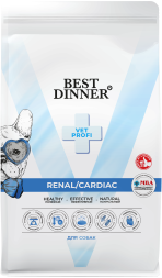 Best Dinner Vet Profi Renal/Cardiac сухой диетический корм для взрослых собак всех пород при острой или хронической болезни почек и заболеваниях сердца - 2 кг
